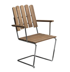 Grythyttan Stålmöbler NOJATUOLI A2, käsittelemätön tiikki/kuumasinkitty kuva