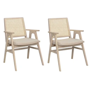 Outlet | 2 kpl Rowico PRESTWICK käsinojatuoli, valkopigmentoitu/beige kuva