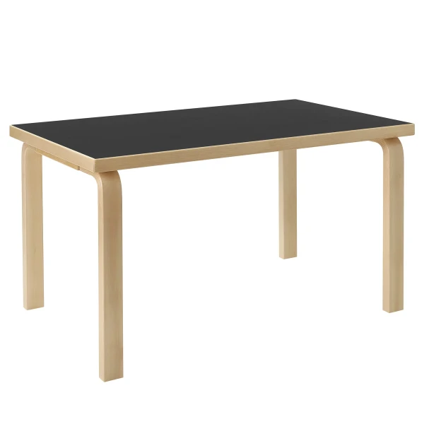 9220983 Aalto Childrens Table rectangular 80B legs and edge band birch top black linoleum cut out master kuva