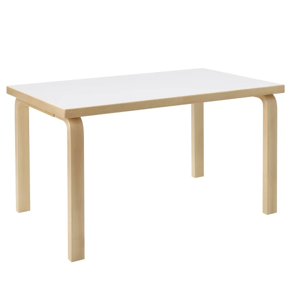 9220984 Aalto Childrens Table rectangular 80B legs and edge band birch top white HPL cut out master kuva