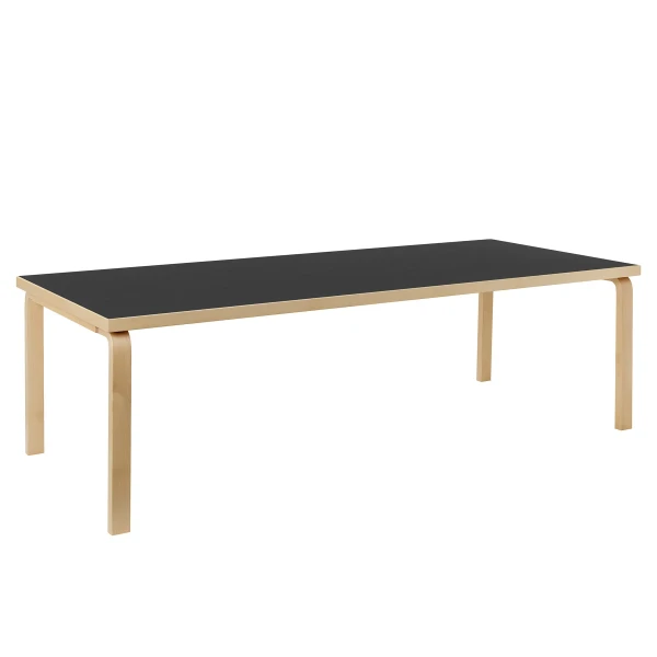 9221026 Aalto Table rectangular 86A legs and edge band birch top black Linoleum cut out master kuva