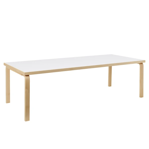 9221027 Aalto Table rectangular 86A legs and edge band birch top white HPL cut out master kuva