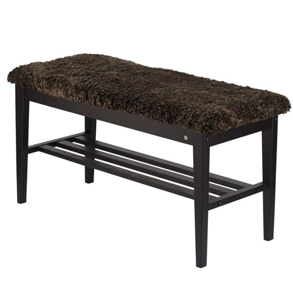 Oscarssons Mobel Nadja bench black sheepskin brown image