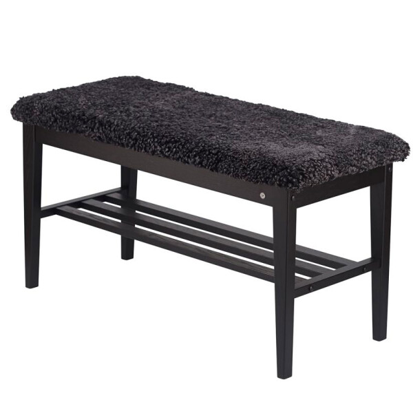 Oscarssons Mobel Nadja bench black sheepskin dark grey kuva