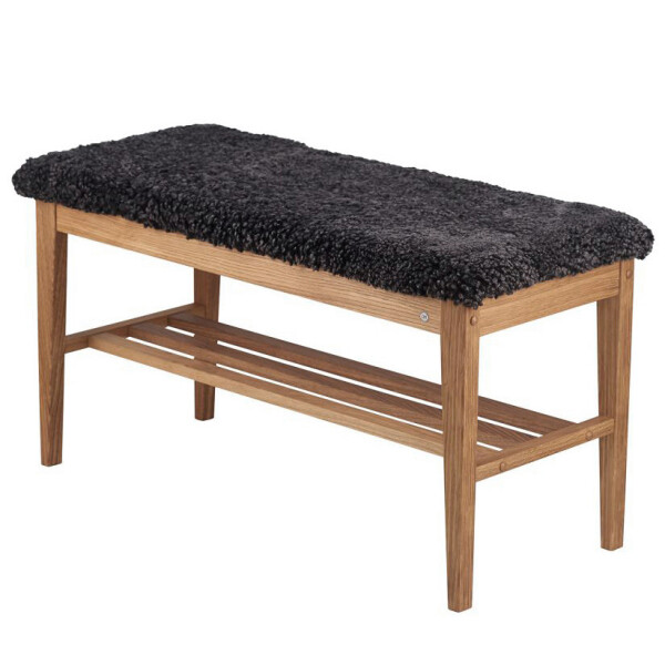 Oscarssons Mobel Nadja bench lacquered sheepskin dark grey image