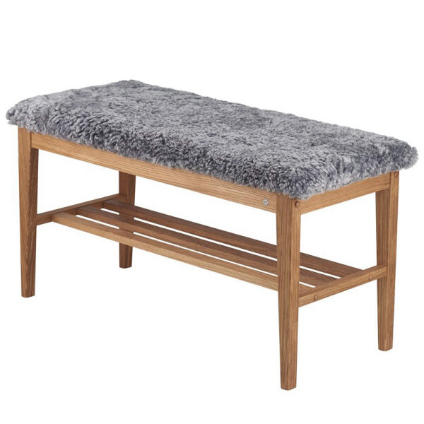 Oscarssons Mobel Nadja bench lacquered sheepskin light grey kuva