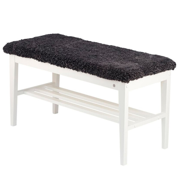 Oscarssons Mobel Nadja bench white sheepskin dark grey image