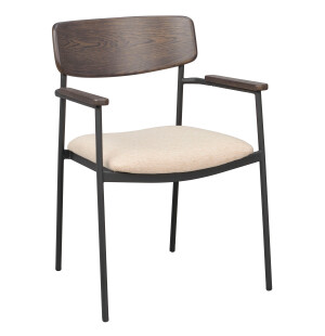 Rowico MAYMONT käsinojatuoli, ruskea tammi/light beige kuva