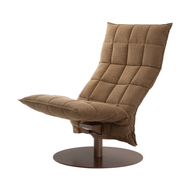 Woodnotes Narrow Swivel k chair upholstery and base plate Brick front image