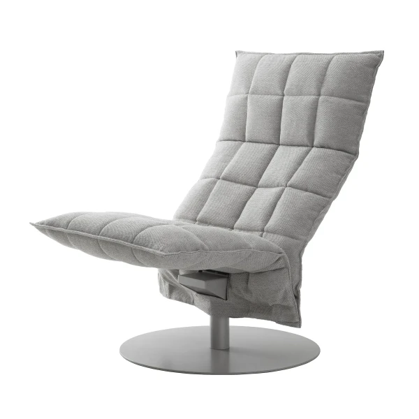 Woodnotes Narrow Swivel k chair upholstery and base plate Concrete front image